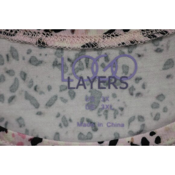 Logo Layers Sleeveless Viscose Tunic-Pleated Hem-3X-Animal Print-Soft - Picture 5 of 10